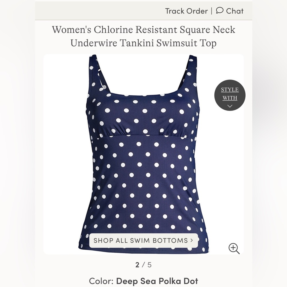 Navy Blue Land’s End 14 Wired Swim Top
